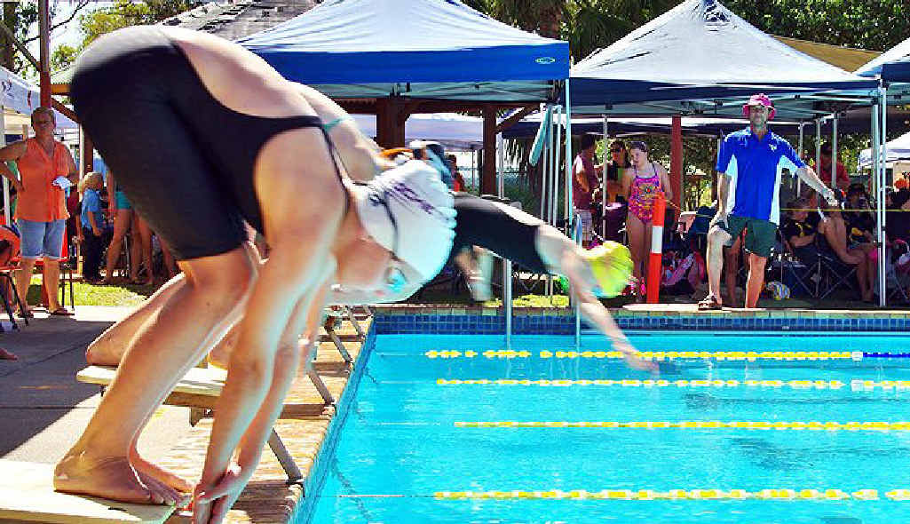 Competitors get ready for the start of the a 25m heat at Cooloola Coast Crocs’ annual meet. Competitors get ready for the start of the a 25m heat at Cooloola Coast Crocs’ annual meet.